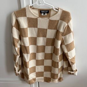 Men’s Comme de garcin Checkered Sweater - Cream and Brown